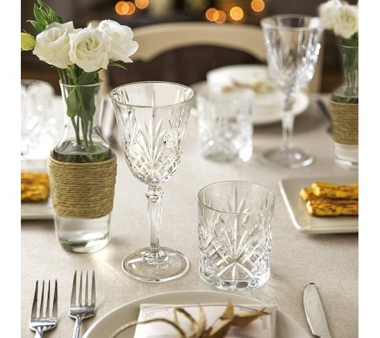 Elegant Crystal Whiskey Glass Set, Double Old Fashioned Scotch Glasses Perfect for Serving Whiskey Bourbon, Mixed Drinks - Set of 6 Cocktail Glasses
