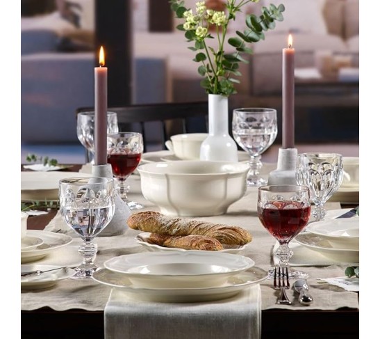 Manoir 18-Piece Dinnerware Set, Plates & Bowls, Premium Porcelain, Made in Germany, White
