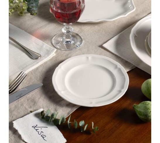 Manoir 18-Piece Dinnerware Set, Plates & Bowls, Premium Porcelain, Made in Germany, White
