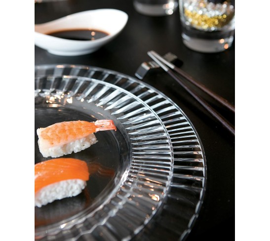 European Glass - Salad - Dessert - Plate - Artistically Designed - 8.5" Diameter - Set of 6 - Made in Europe