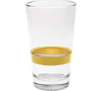 - European Qualty Glass - Set of 6 - Hiball Tumbler- With Gold Band - Stackable - Won't Get Stuck - Artistically Designed - Highball Glasses are 14.2 oz. - Made in Europe