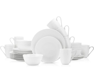 Stone lain Bone China Pinpoint Embossed 32 Piece Dinnerware Set, White