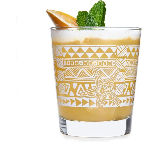 Tiki Kahiko Rocks Glass, White, 13-ounce, Set of 4