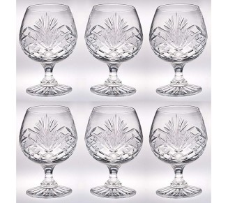 Crystal - Sherry - Brandy - Cognac - Snifter - Glasses - Set of 6 - Handcrafted - Crystal Glass - Great for Spirits - Drinks - Bourbon - Wine - 9 ounce - Made in Europe