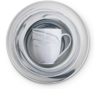 Marble Porcelain Dinnerware Set, 32 Piece Service for 8, Matte Gray