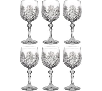 Wine Goblet - Crystal - Glasses - Set of 6 - Red or White Wine - Beautifully Hand Cut - 11 oz. - European Quality Made in Europe