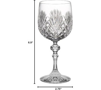 Wine Goblet - Crystal - Glasses - Set of 6 - Red or White Wine - Beautifully Hand Cut - 11 oz. - European Quality Made in Europe