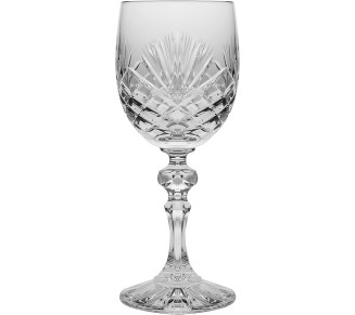 Wine Goblet - Crystal - Glasses - Set of 6 - Red or White Wine Glass - Beautifully Hand Cut - 6 oz. - European Quality Made in Europe