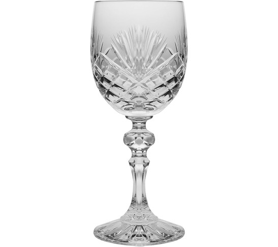 Wine Goblet - Crystal - Glasses - Set of 6 - Red or White Wine Glass - Beautifully Hand Cut - 6 oz. - European Quality Made in Europe