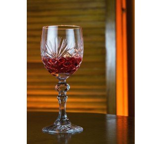 Wine Goblet - Crystal - Glasses - Set of 6 - Red or White Wine Glass - Beautifully Hand Cut - 6 oz. - European Quality Made in Europe