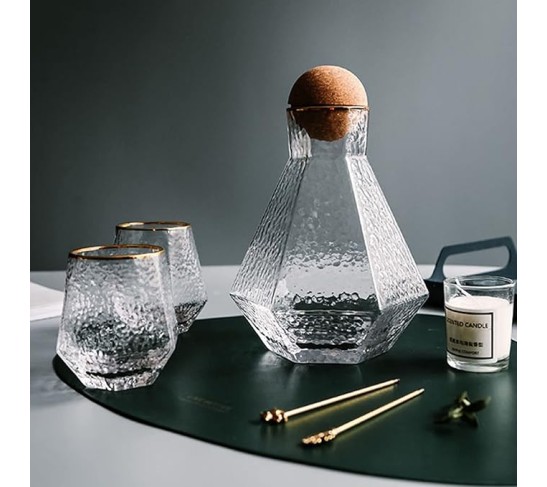Iced Tea Pitcher Crystal Glass Pitcher with Handle and Spout Teapot and Cup Sets Tea Pot Wine Pot Juice Jug Water Pitcher Tea Kettle Cold Water Jug