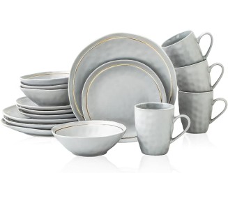 Clara 32-Piece Dinnerware Set Porcelain, Gray