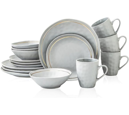 Clara 32-Piece Dinnerware Set Porcelain, Gray