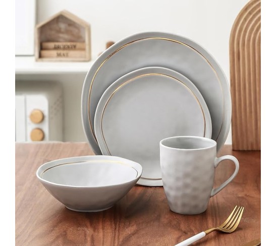 Clara 32-Piece Dinnerware Set Porcelain, Gray