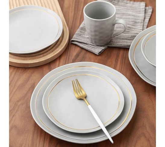 Clara 32-Piece Dinnerware Set Porcelain, Gray