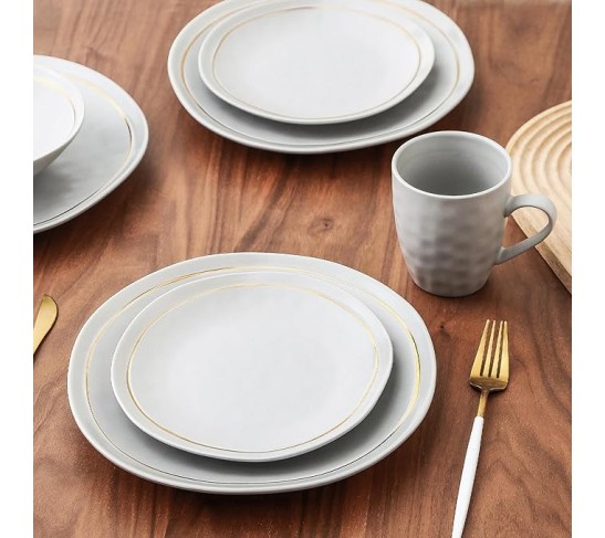 Clara 32-Piece Dinnerware Set Porcelain, Gray