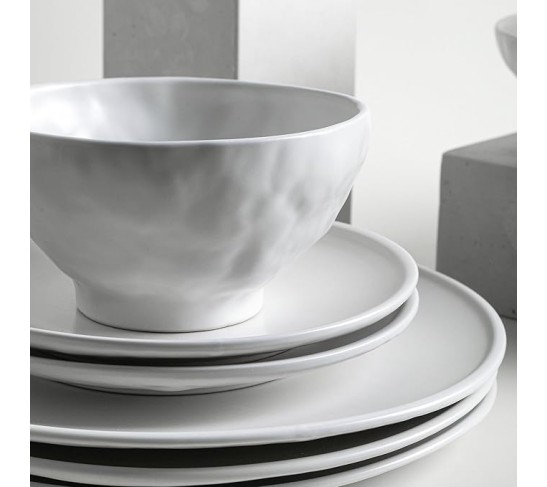 Nendo Stoneware Dinnerware Set, 16-Piece - Service for 4, White