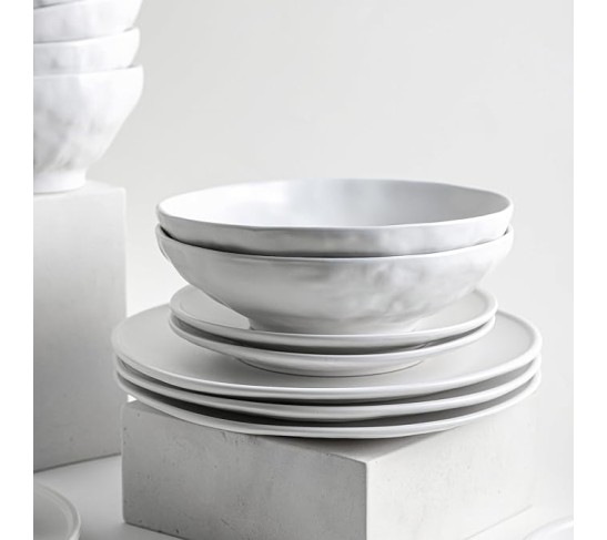 Nendo Stoneware Dinnerware Set, 16-Piece - Service for 4, White