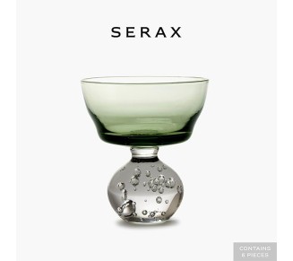 Champagne Glass | Eternal Snow by Bela Silva | 6 Coupe Glasses | Green Drinking Flutes Set | Unique Luxury Copas for Dinner at Home with Wine, Party, Wedding | Glassware Kitchen Sets