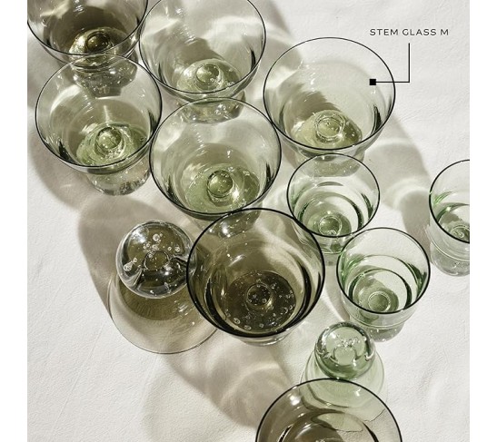 Champagne Glass | Eternal Snow by Bela Silva | 6 Coupe Glasses | Green Drinking Flutes Set | Unique Luxury Copas for Dinner at Home with Wine, Party, Wedding | Glassware Kitchen Sets