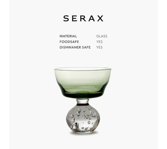 Champagne Glass | Eternal Snow by Bela Silva | 6 Coupe Glasses | Green Drinking Flutes Set | Unique Luxury Copas for Dinner at Home with Wine, Party, Wedding | Glassware Kitchen Sets