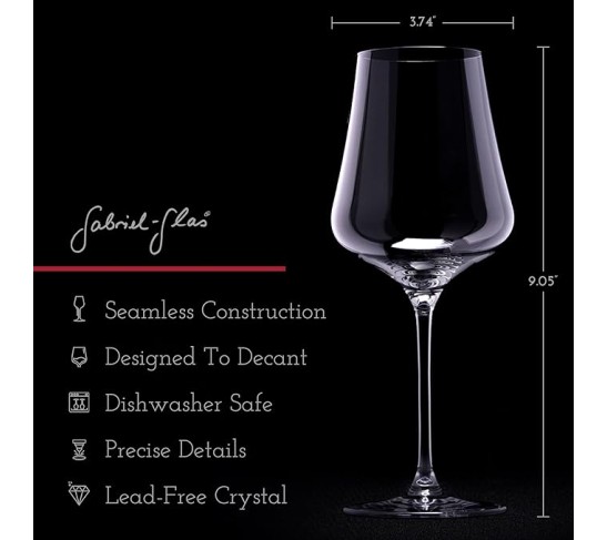 StandArt Crystal Wine Glasses, Set of 4 with Gift Boxes - Premium, Universal Wine Glass for Red and White Wine - Dishwasher Safe, Lead-Free, 16 oz.