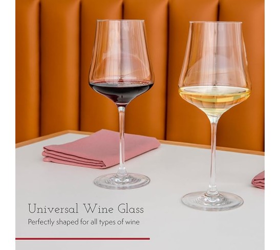 StandArt Crystal Wine Glasses, Set of 4 with Gift Boxes - Premium, Universal Wine Glass for Red and White Wine - Dishwasher Safe, Lead-Free, 16 oz.