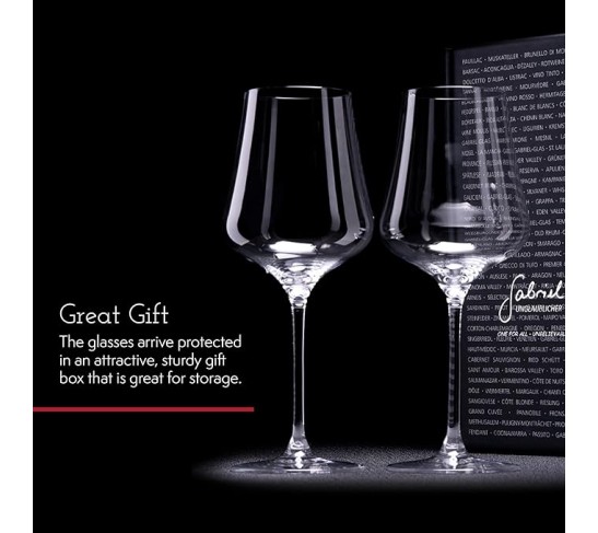 StandArt Crystal Wine Glasses, Set of 4 with Gift Boxes - Premium, Universal Wine Glass for Red and White Wine - Dishwasher Safe, Lead-Free, 16 oz.