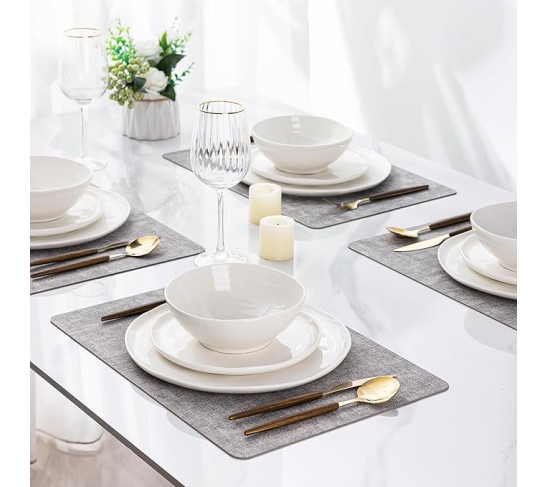 Ceramic Dinnerware Sets for 8,Porcelain Plates and Bowls Sets with Wavy Edge,Microwave & Dishwasher & Oven Safe,Light Weight & Scratch Resistant Dishes Sets-Service for 8 (24pcs)-White