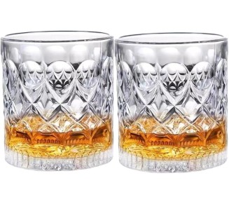 11 OZ Crystal Whiskey Glasses Set of 2, great Old Fashioned Glass for Cocktails, Scotch and Liquor (2 SET)