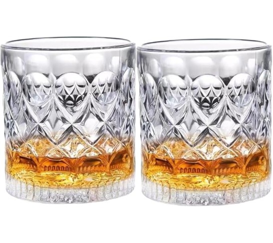 11 OZ Crystal Whiskey Glasses Set of 2, great Old Fashioned Glass for Cocktails, Scotch and Liquor (2 SET)