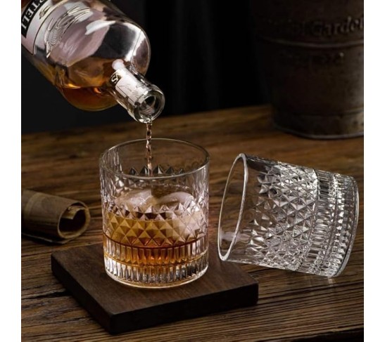 11 OZ Crystal Whiskey Glasses Set of 2, great Old Fashioned Glass for Cocktails, Scotch and Liquor (2 SET)