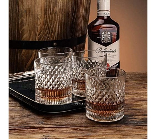 11 OZ Crystal Whiskey Glasses Set of 2, great Old Fashioned Glass for Cocktails, Scotch and Liquor (2 SET)