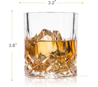 Set of 2 Crystal Old Fashioned Whiskey Glasses, 11 Oz Unique Bourbon Tumblers with Ultra-Clarity, great for Vodka, Scotch, and Cocktails (2SET)