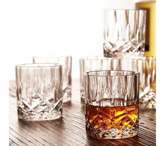 Set of 2 Crystal Old Fashioned Whiskey Glasses, 11 Oz Unique Bourbon Tumblers with Ultra-Clarity, great for Vodka, Scotch, and Cocktails (2SET)