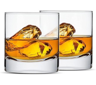 Set of 2 Heavy Base Crystal Whiskey Glasses, 13oz Old Fashioned Tumblers, Ideal for Bourbon, Scotch, and Cocktails (2 SET)