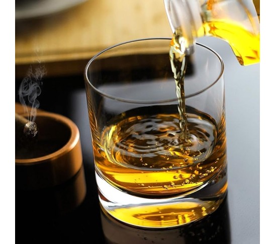 Set of 2 Heavy Base Crystal Whiskey Glasses, 13oz Old Fashioned Tumblers, Ideal for Bourbon, Scotch, and Cocktails (2 SET)