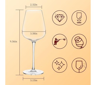 17 oz Crystal Bordeaux Wine Glasses, Set of 3, Hand Blown Lead-Free for Weddings and Special Occasions (Set of 3)