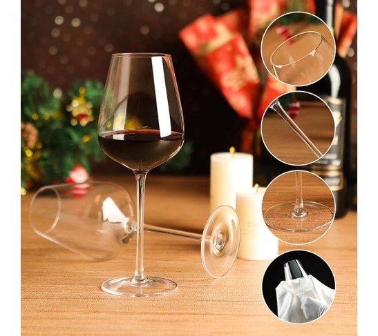 17 oz Crystal Bordeaux Wine Glasses, Set of 3, Hand Blown Lead-Free for Weddings and Special Occasions (Set of 3)