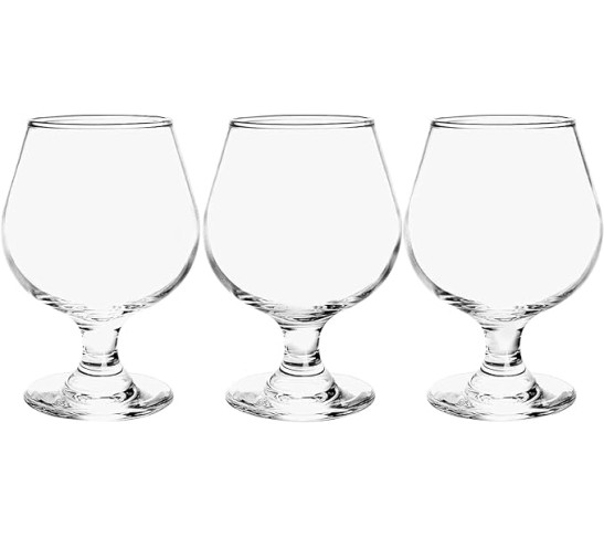 12 oz Snifter Whiskey Glasses, Pack of 3, Classic Short Crystal Brandy Glasses for Spirits, Perfect for Tastings and Drinks (Set of 3)