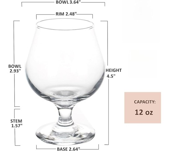 12 oz Snifter Whiskey Glasses, Pack of 3, Classic Short Crystal Brandy Glasses for Spirits, Perfect for Tastings and Drinks (Set of 3)